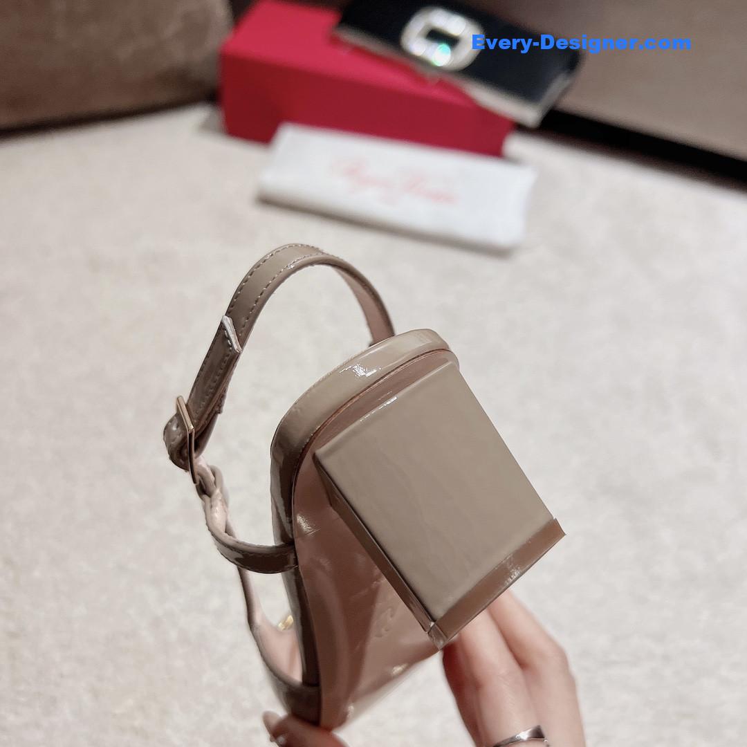 roger u1u1er square buckle chunky heel back sandals