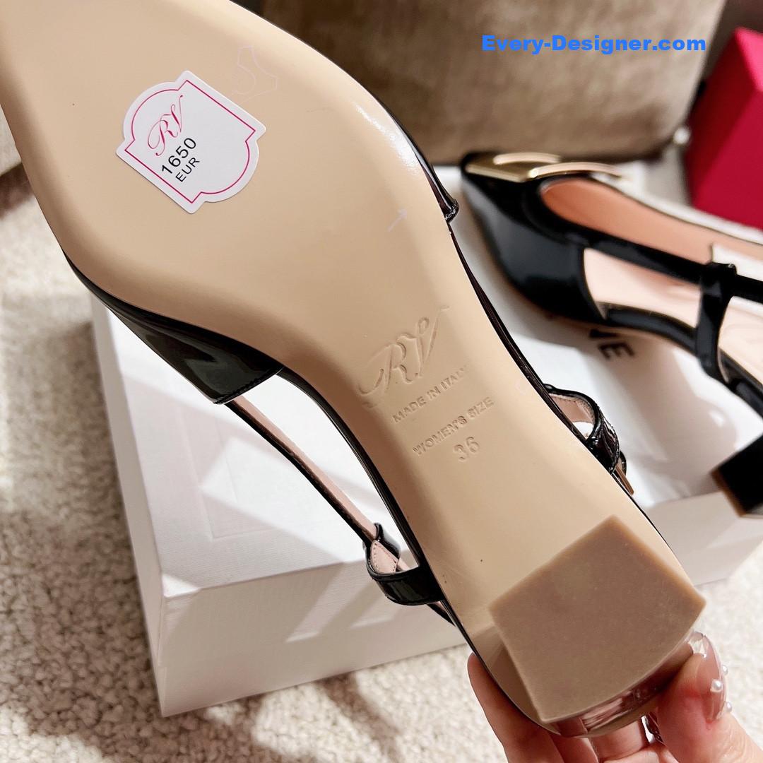 roger u1u1er square buckle chunky heel back sandals