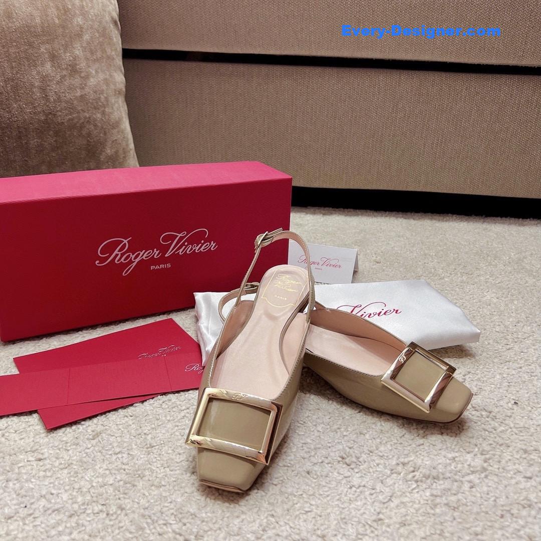 roger u1u1er square buckle chunky heel back sandals