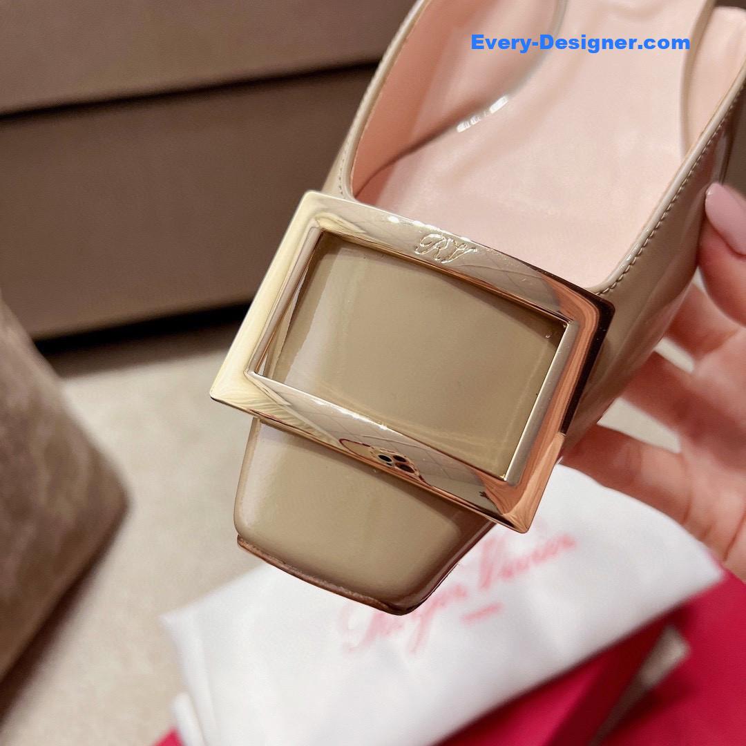 roger u1u1er square buckle chunky heel back sandals