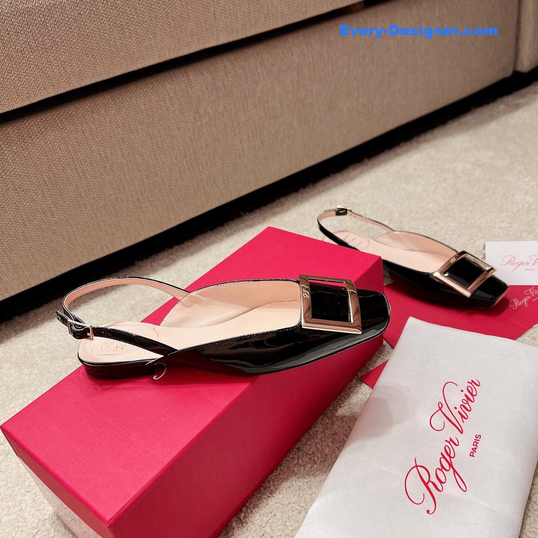 roger u1u1er square buckle chunky heel back sandals