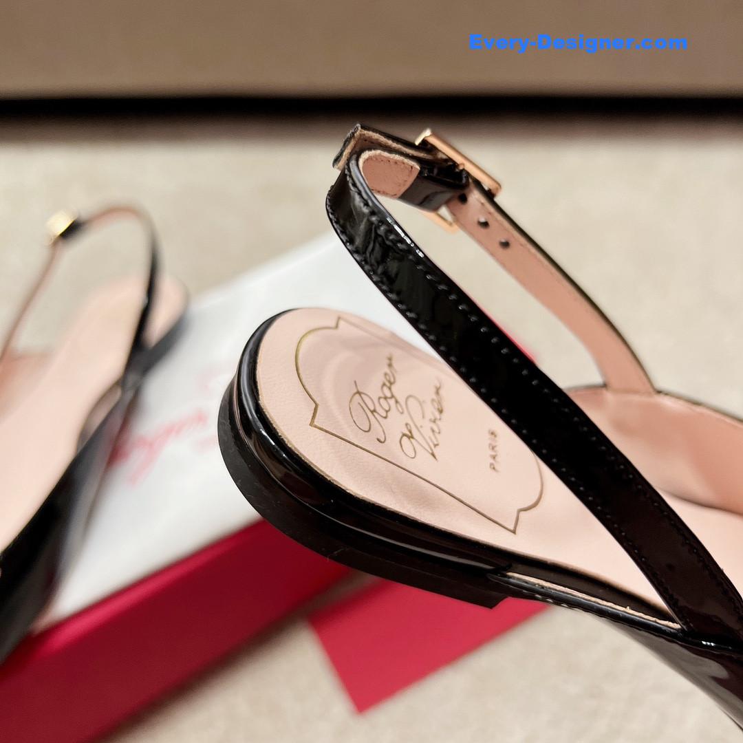 roger u1u1er square buckle chunky heel back sandals