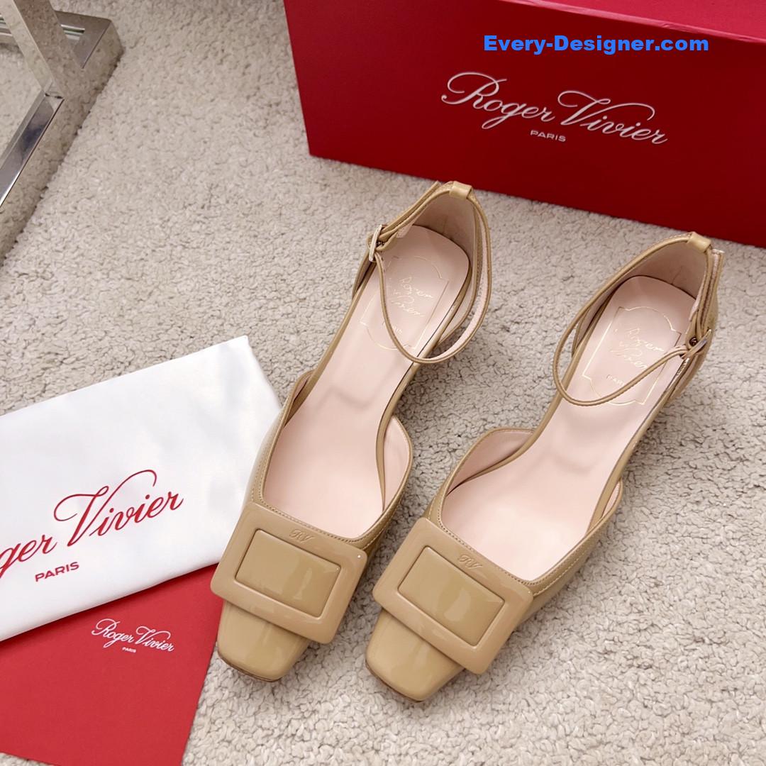 roger u1u1er square buckle block heel strappy sandals