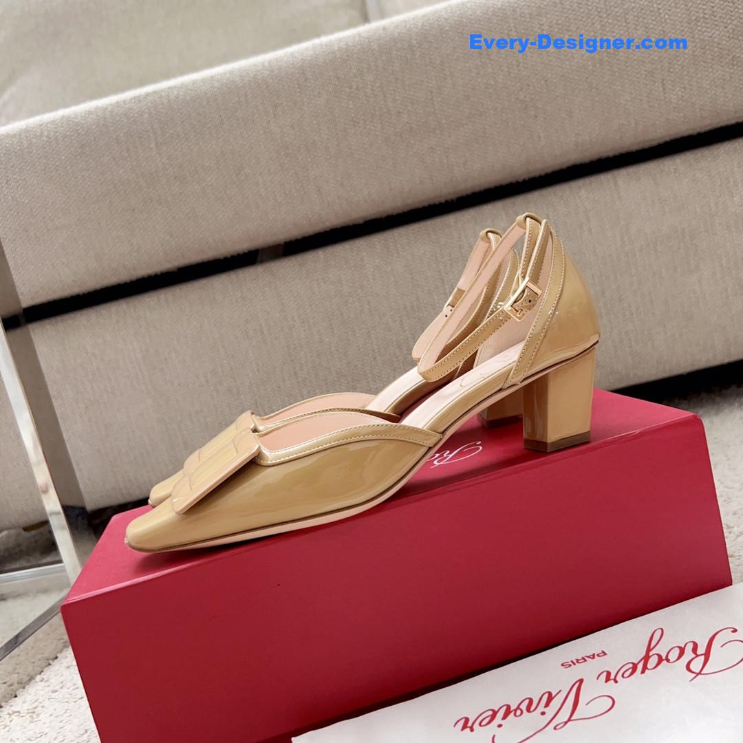roger u1u1er square buckle block heel strappy sandals