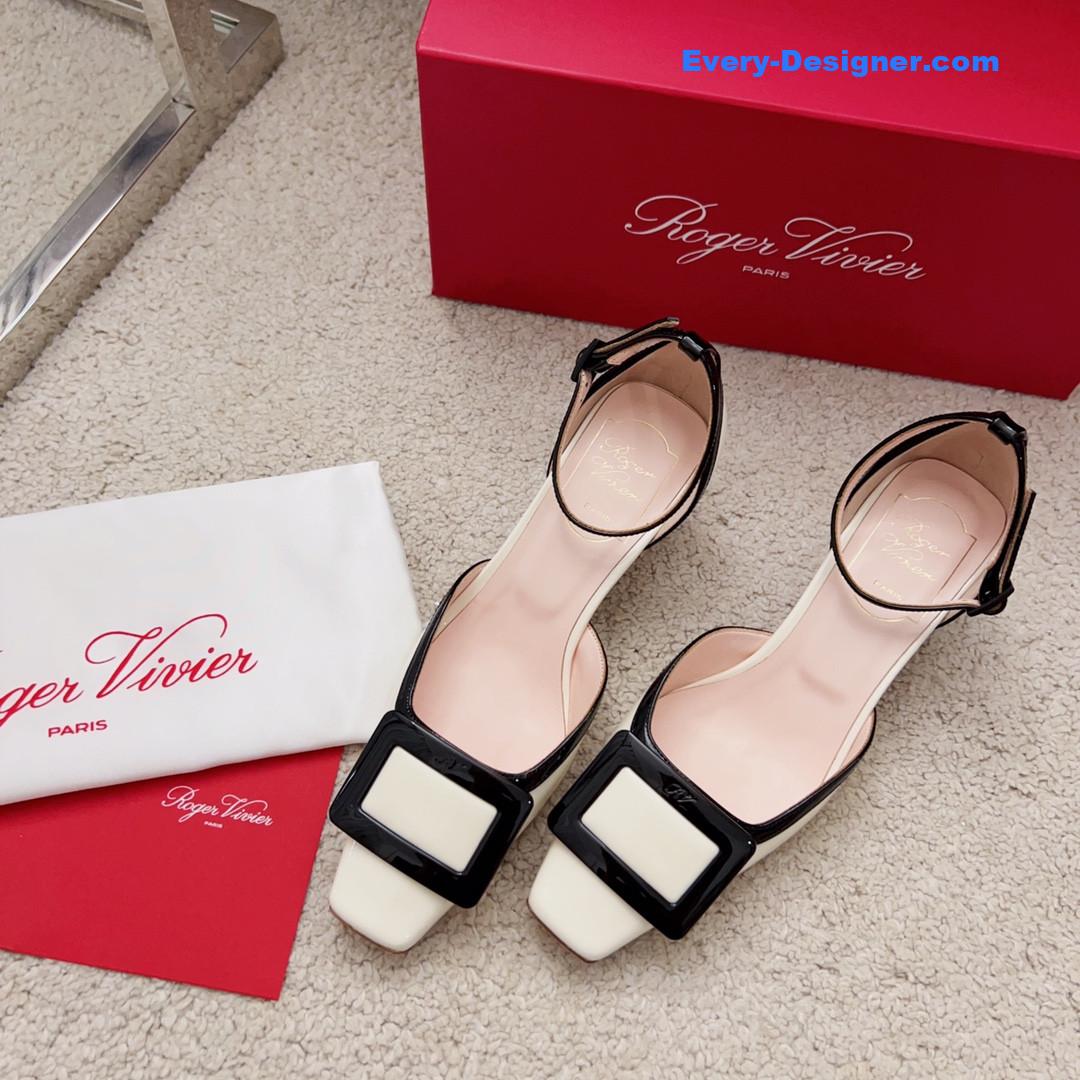 roger u1u1er square buckle block heel strappy sandals