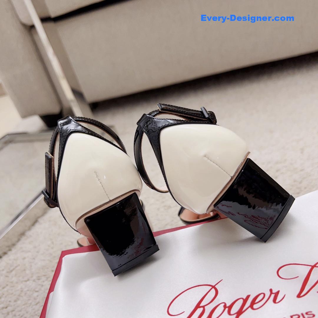 roger u1u1er square buckle block heel strappy sandals