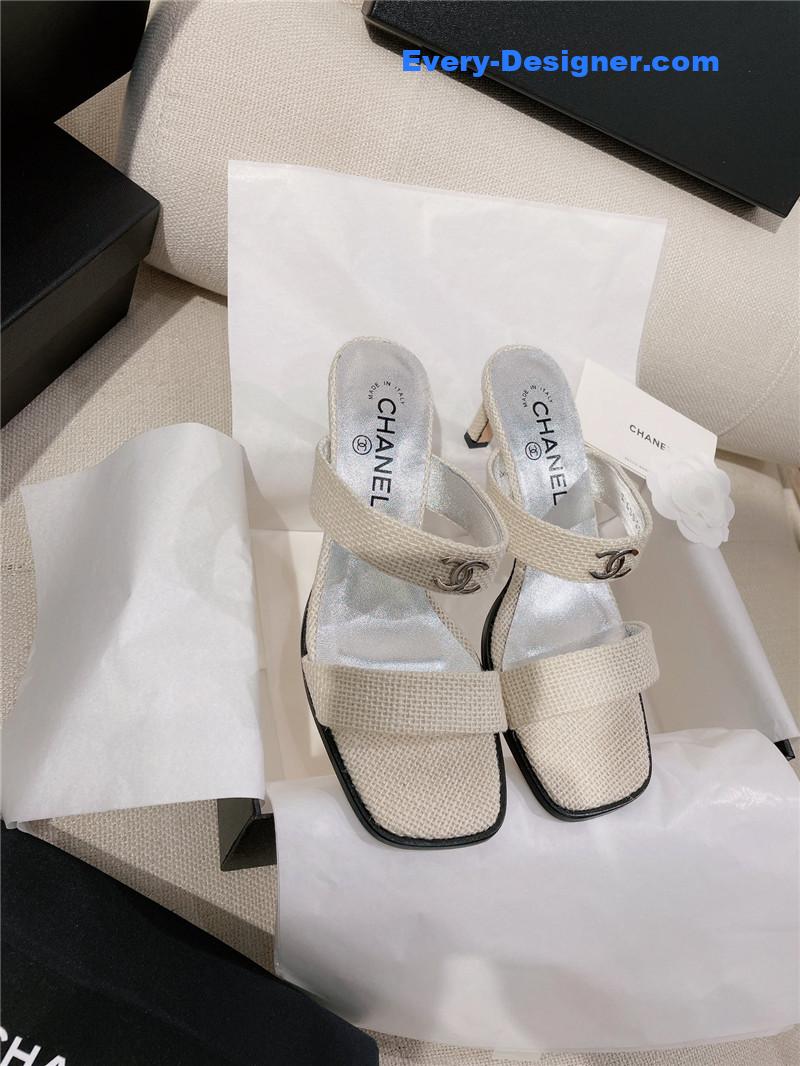 CC double C word with high-heeled sandals and slippers