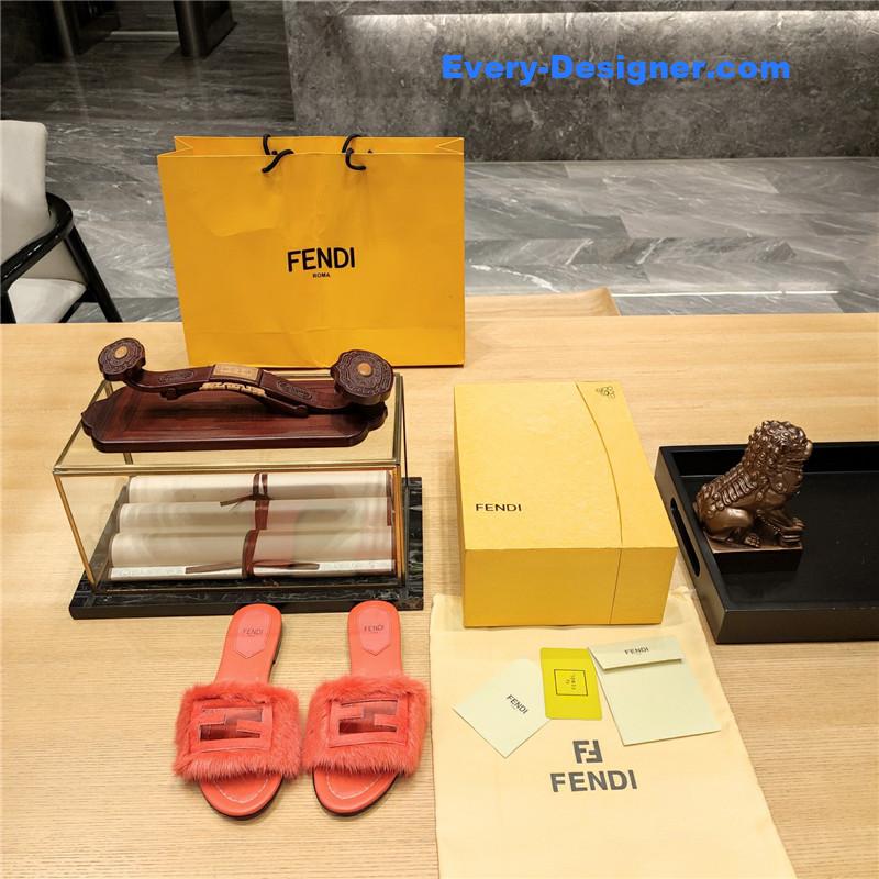 F**di flat fur slippers