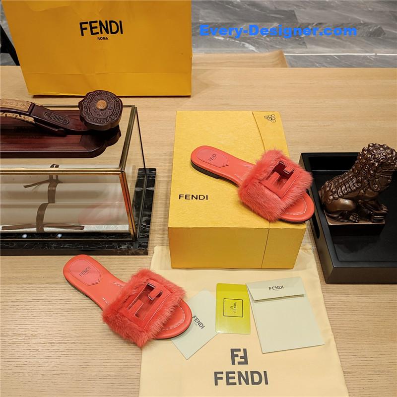 F**di flat fur slippers