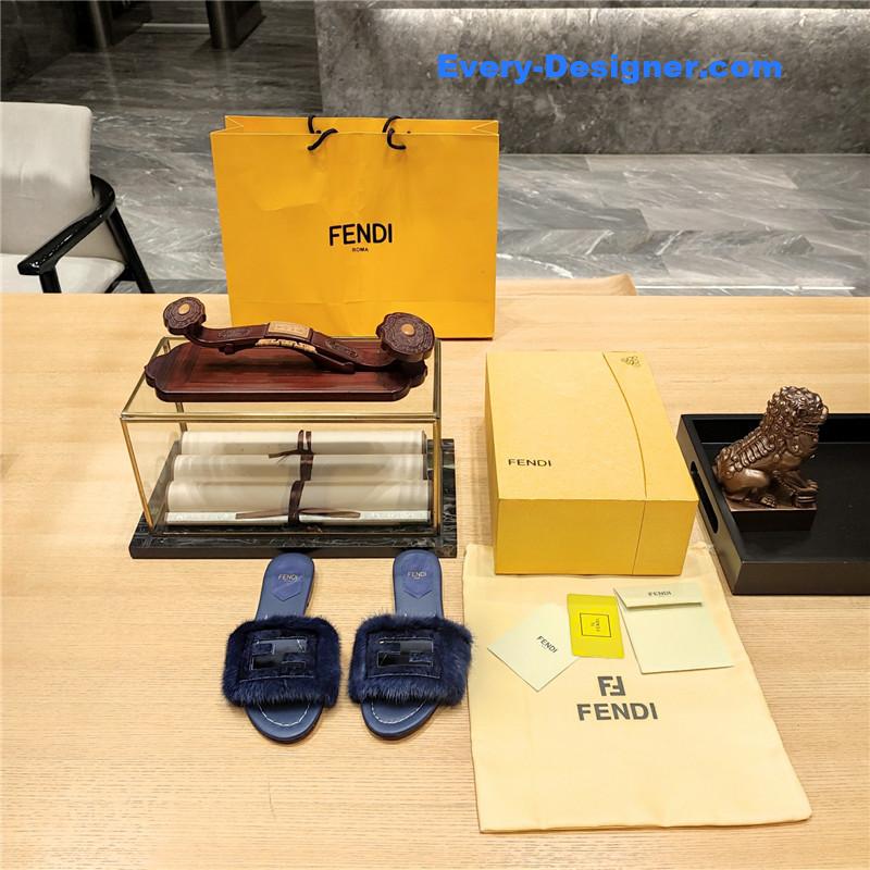 F**di flat fur slippers