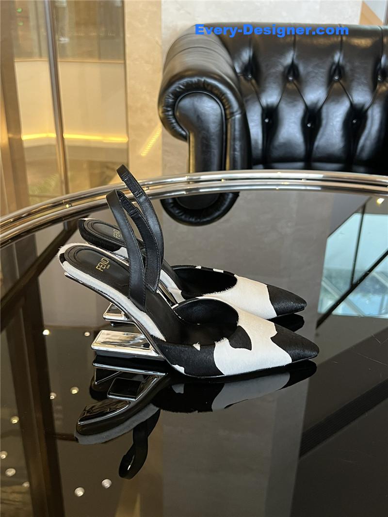F**di polka dot horsehair slingback pumps