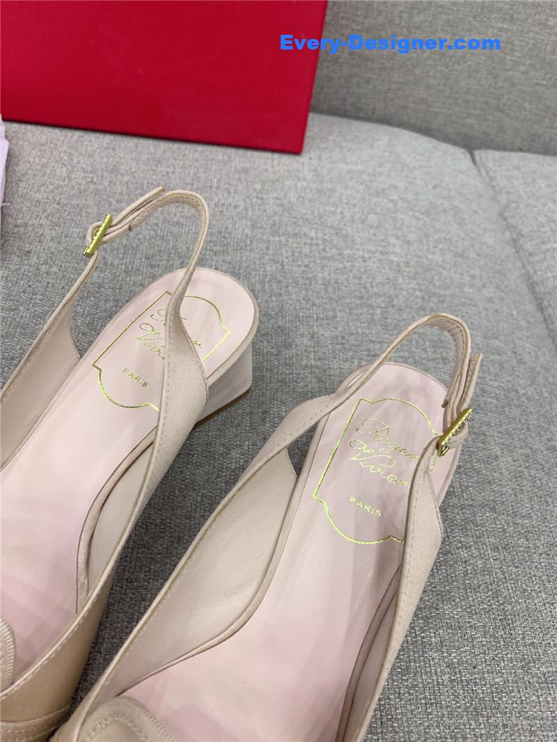 roger u1u1er classic d1am0nd buckle silk high heel pumps
