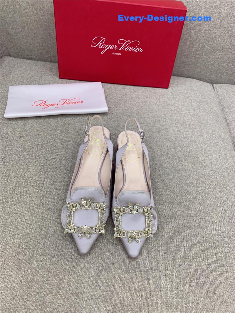 roger u1u1er classic d1am0nd buckle silk high heel pumps