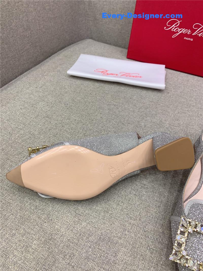 roger u1u1er classic d1am0nd buckle silk high heel pumps