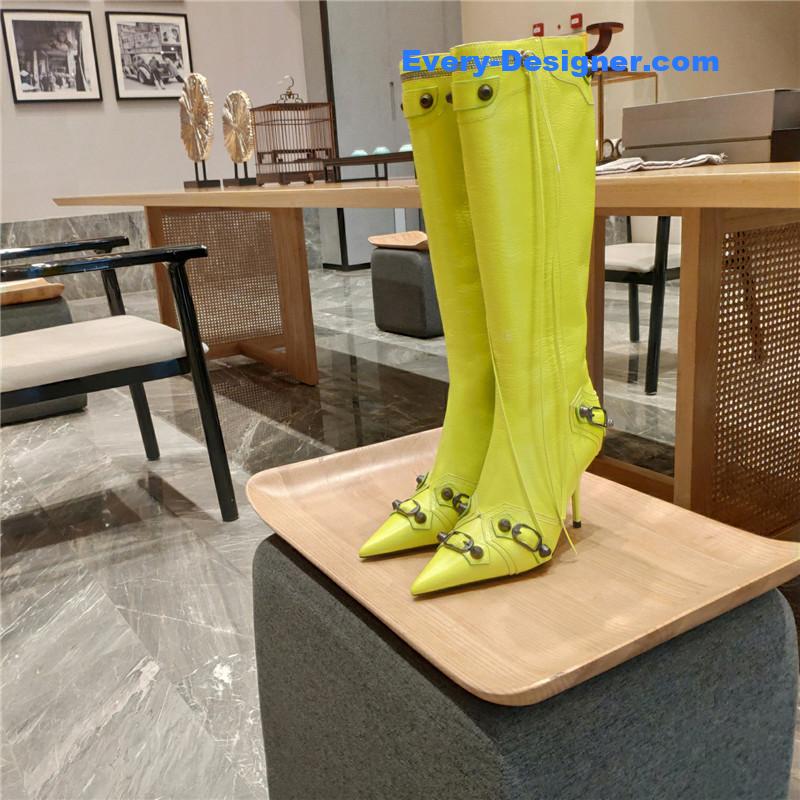 Ba1en*iaga lemon point toe side zip tall boots