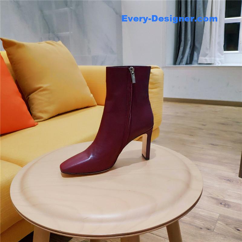 J1m*y Ch00 signature jc buckle chunky heel leather boots