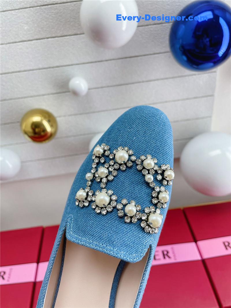 roger u1u1er pearl embroidered buckle loafers