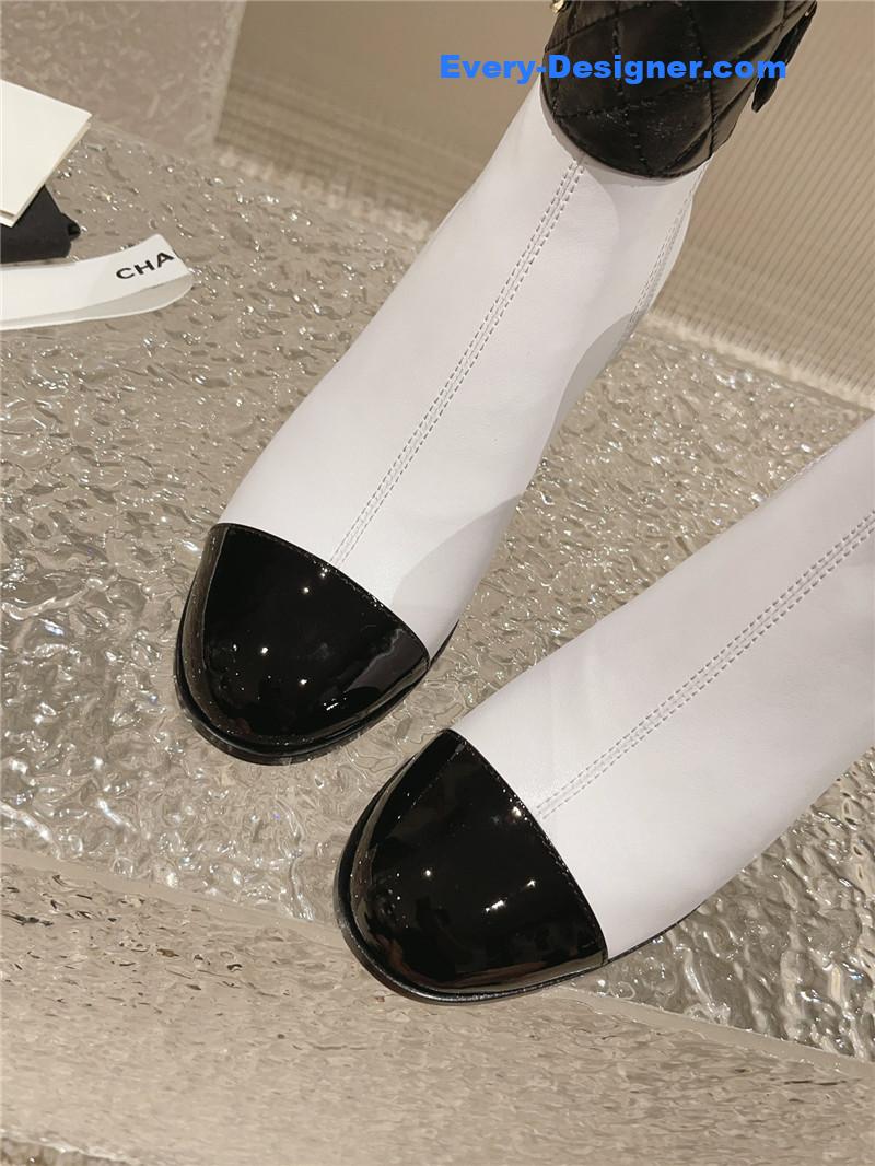 CC retro small round toe stitching design boots