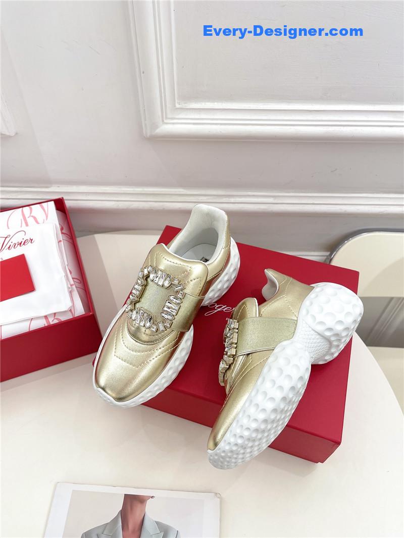 roger u1u1er classic d1am0nd buckle sneakers in fabric