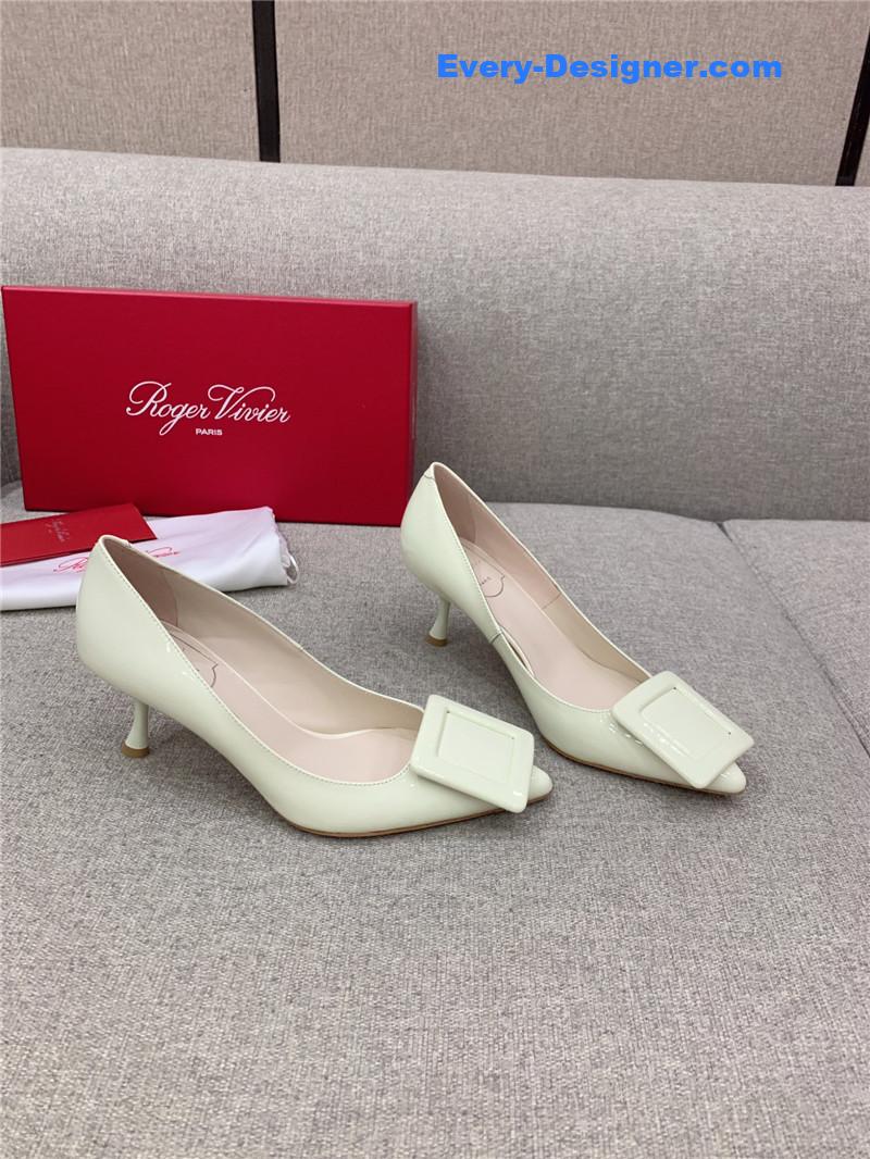 roger u1u1er new leather buckle cat heel shoes