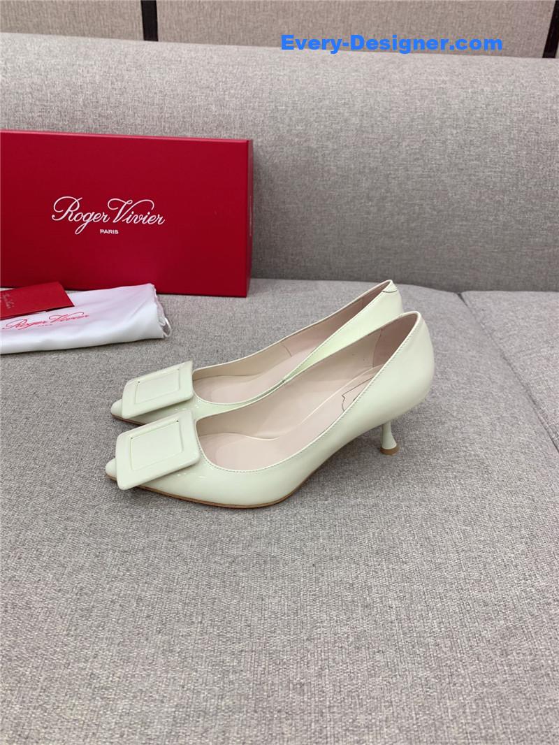 roger u1u1er new leather buckle cat heel shoes