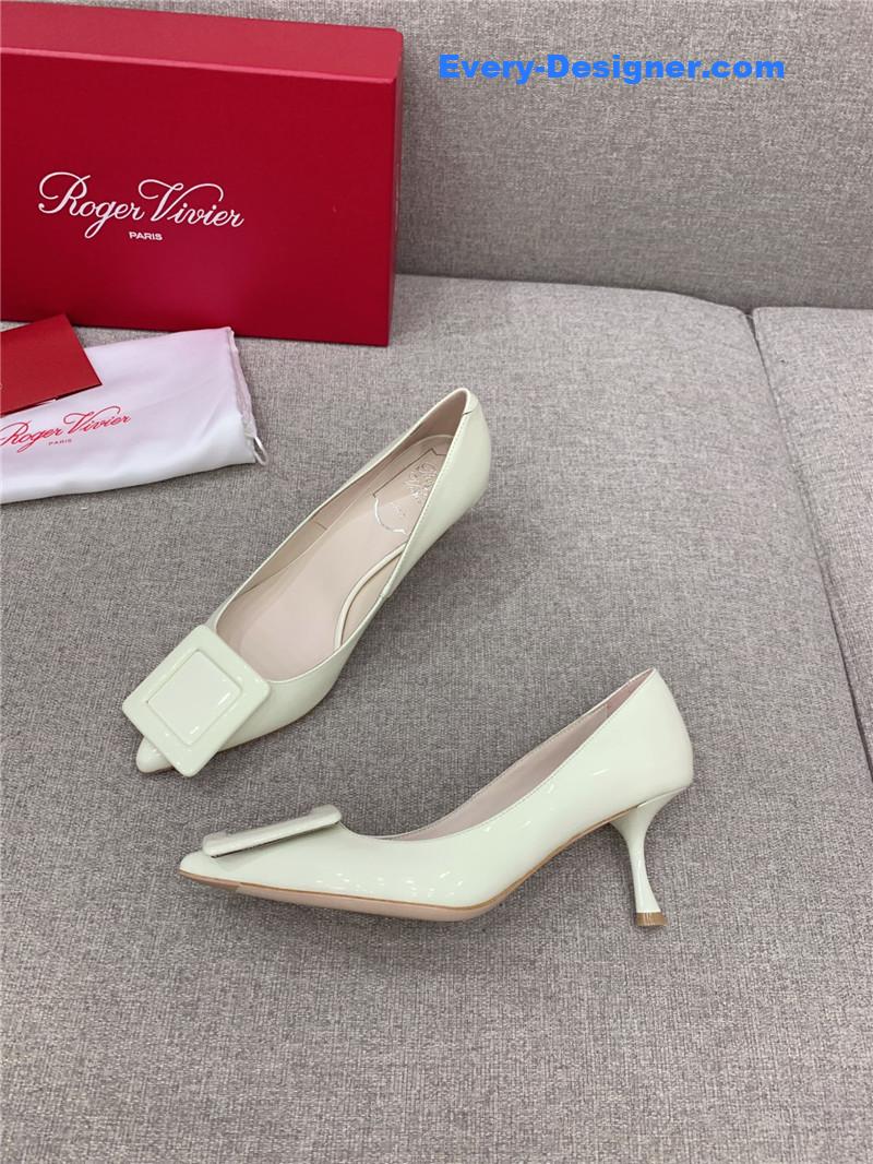 roger u1u1er new leather buckle cat heel shoes