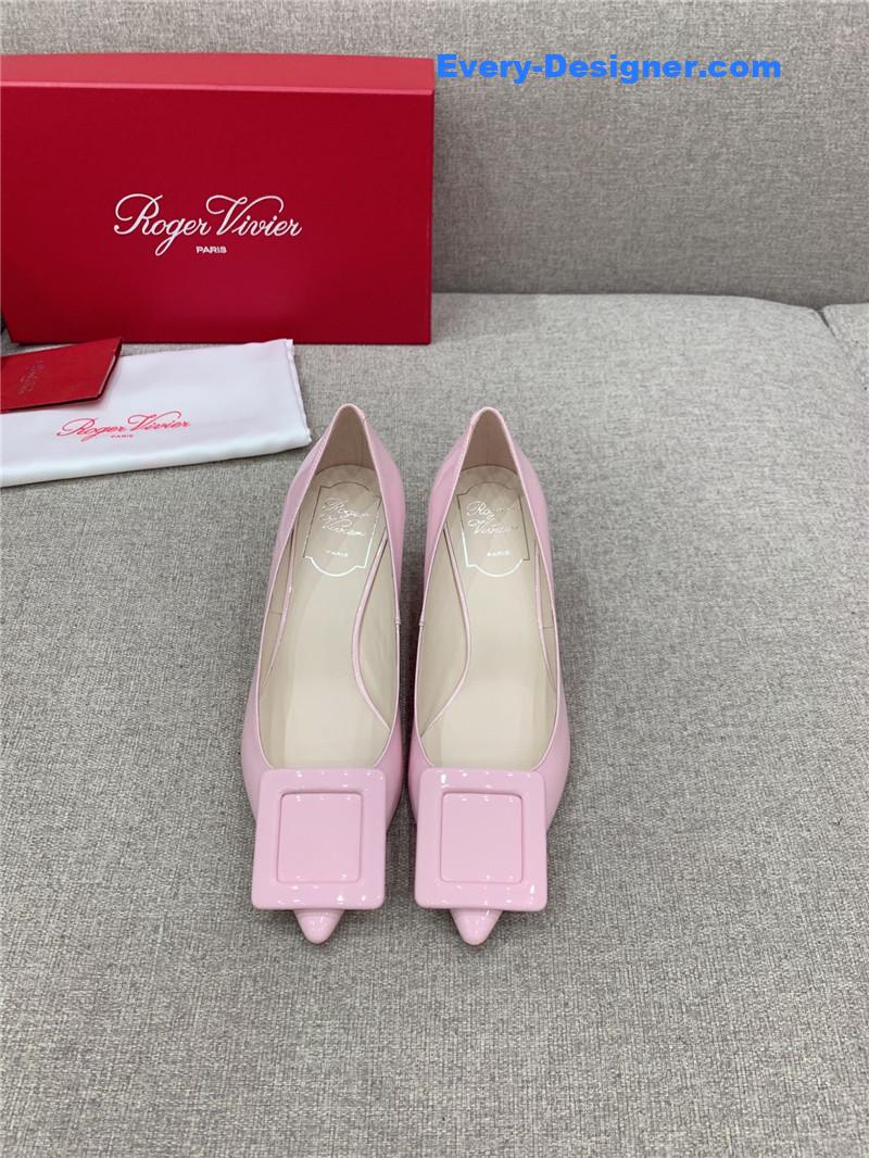 roger u1u1er new leather buckle cat heel shoes