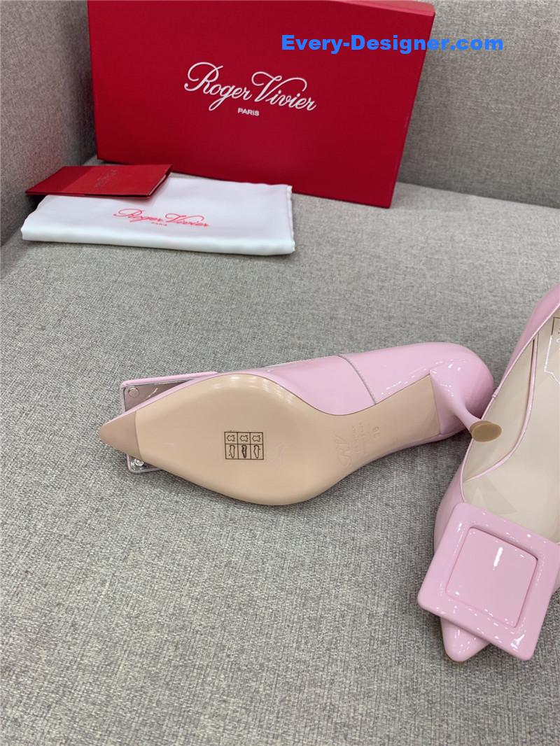 roger u1u1er new leather buckle cat heel shoes