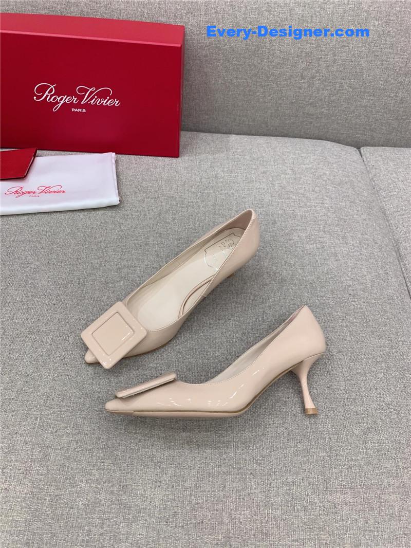 roger u1u1er new leather buckle cat heel shoes
