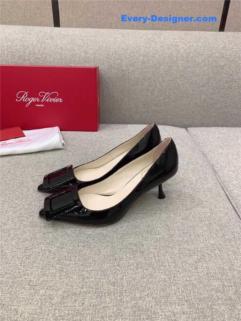 roger u1u1er new leather buckle cat heel shoes