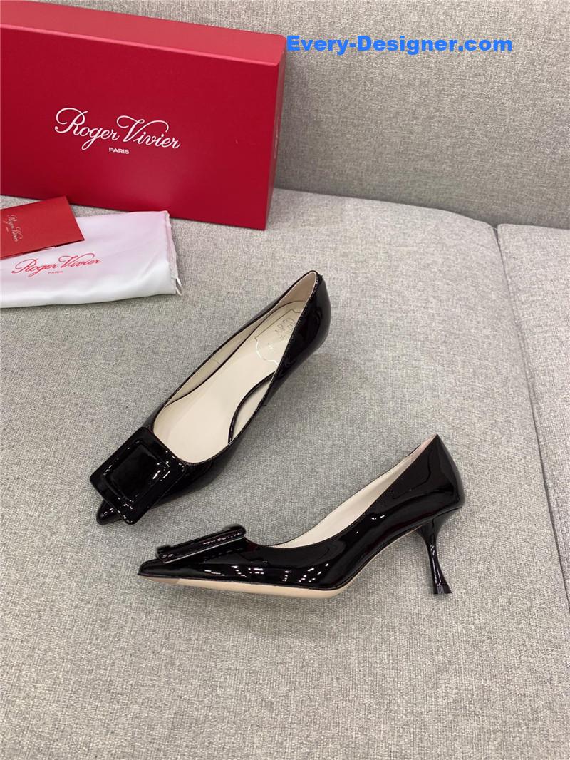 roger u1u1er new leather buckle cat heel shoes