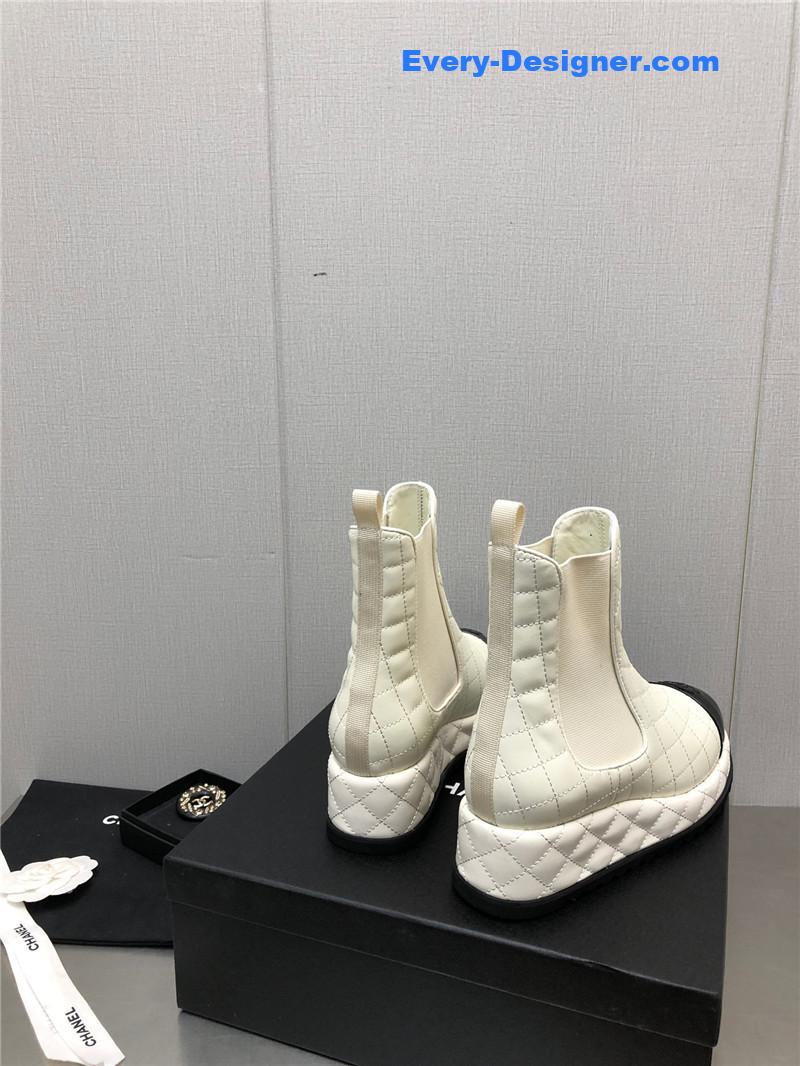 CC new rhombus thick-soled elastic ankle boots