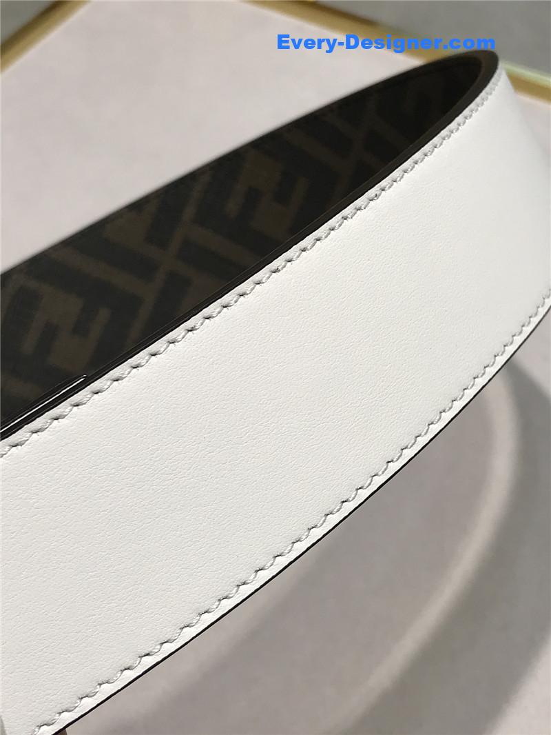 F**di belt in calfskin with printed canvas bottom