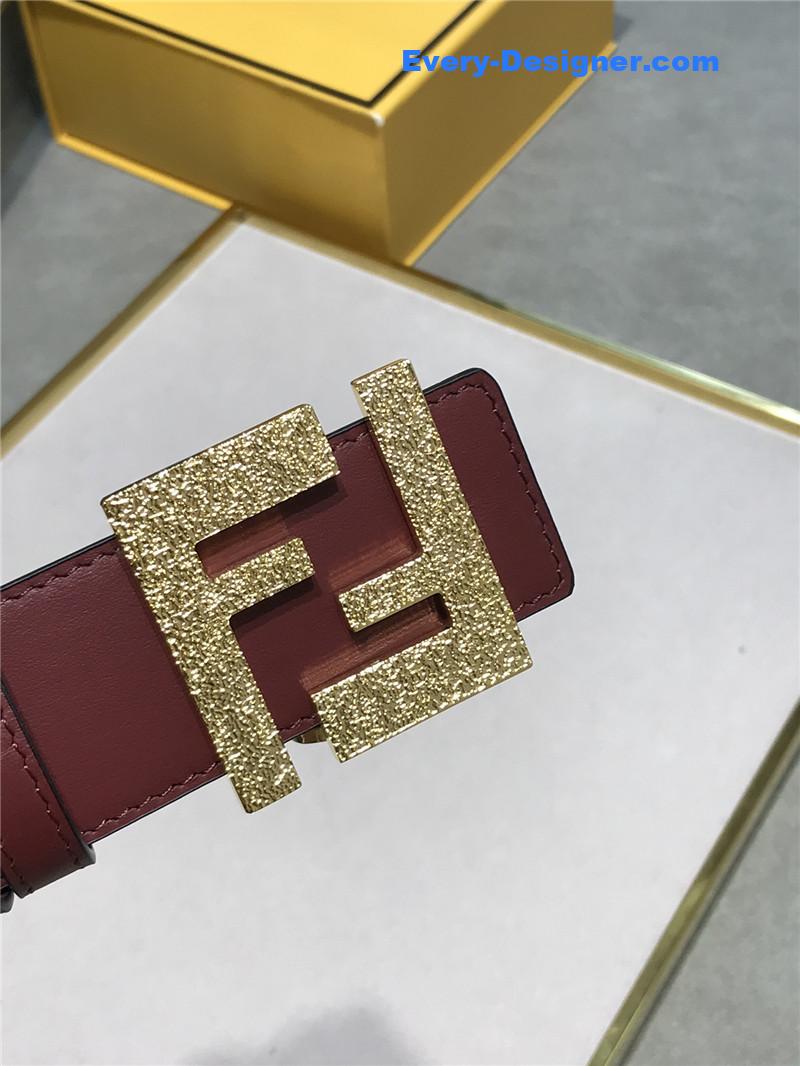 F**di belt in calfskin with printed canvas bottom