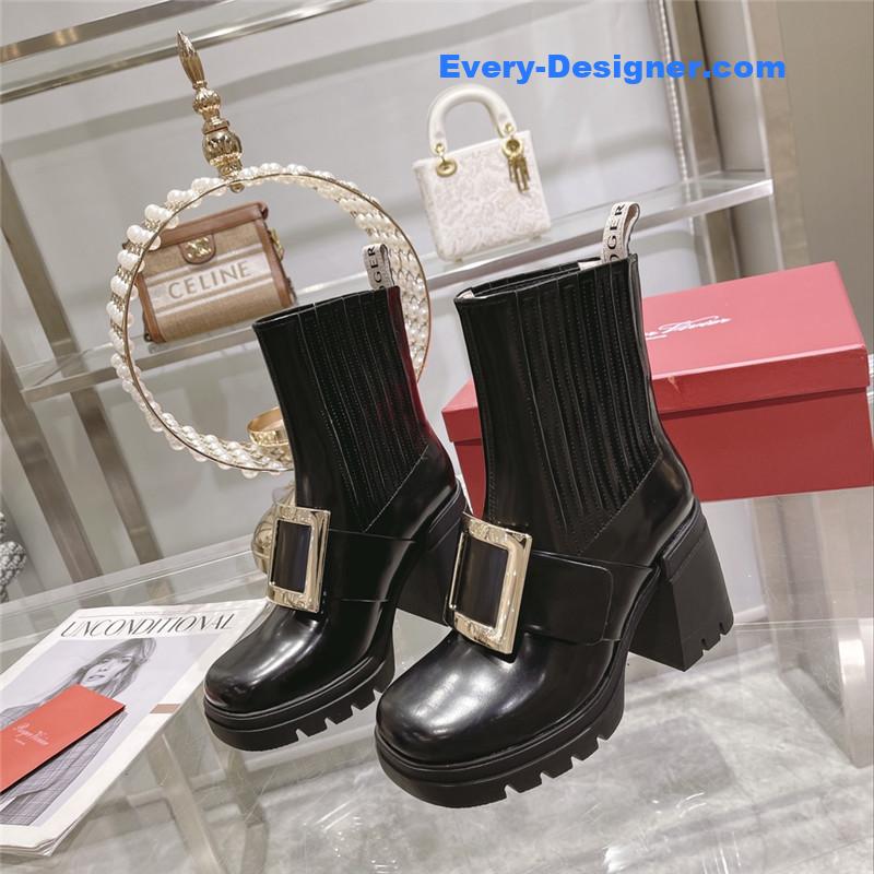 roger u1u1er autumn and winter new high-heeled ankle boots