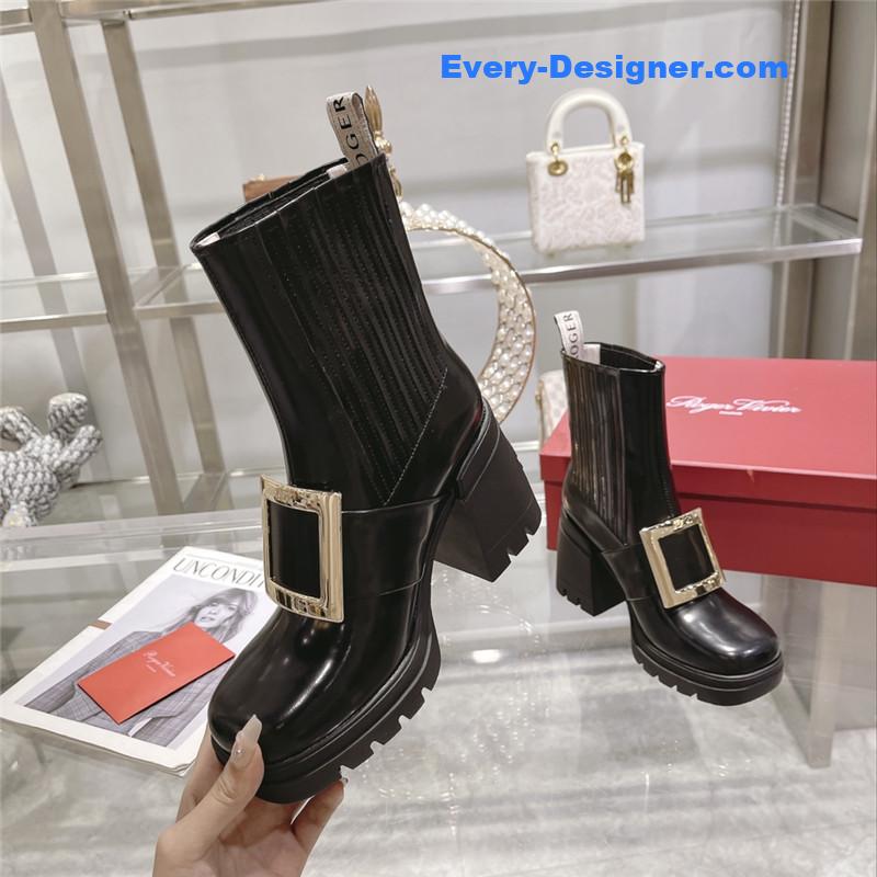 roger u1u1er autumn and winter new high-heeled ankle boots