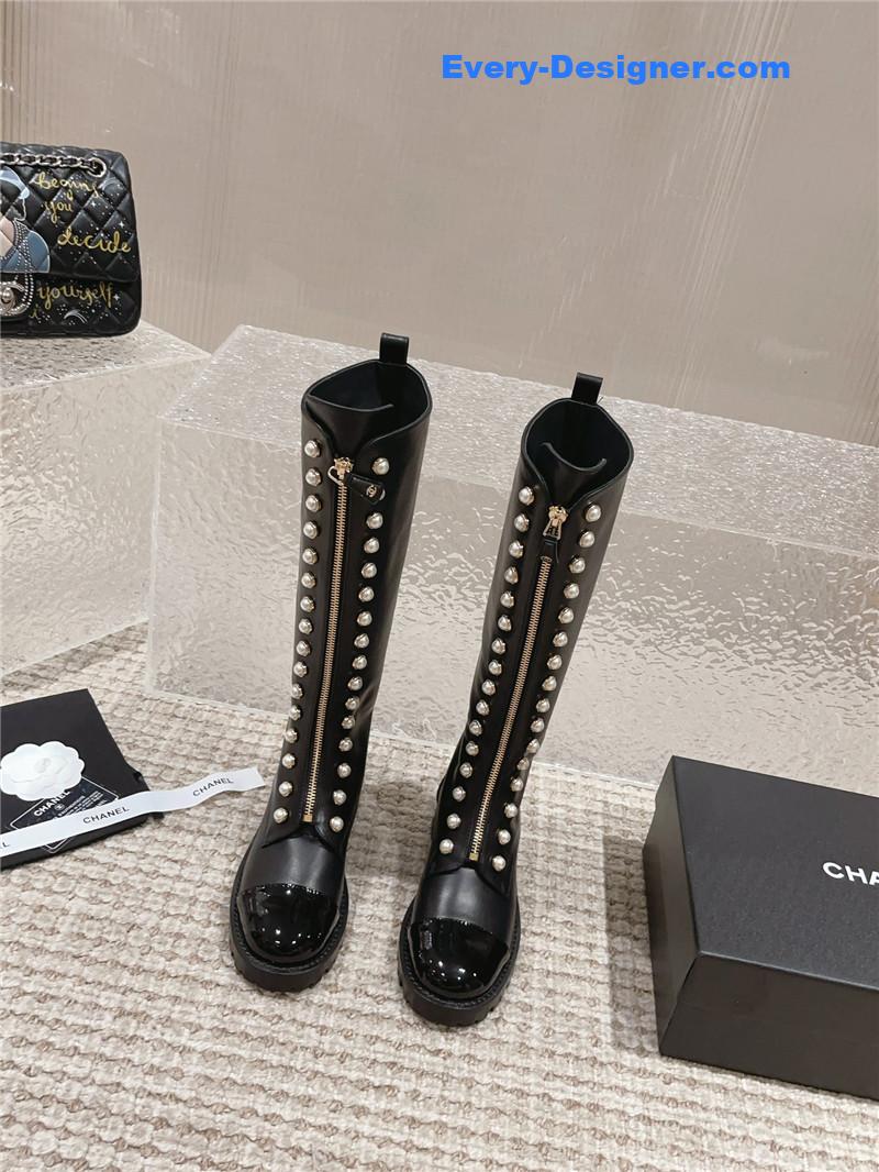CC new autumn and winter pearl zipper boots