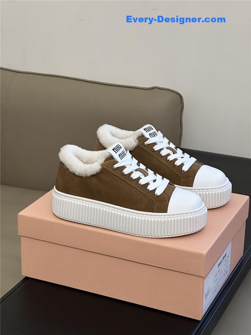 M1um1u autumn and winter lamb wool series sneakers