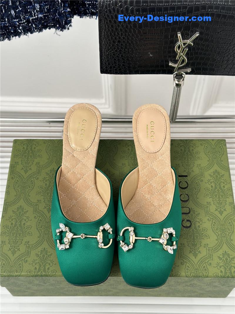 Gvc*1 new horsebit toe thick heel half slippers