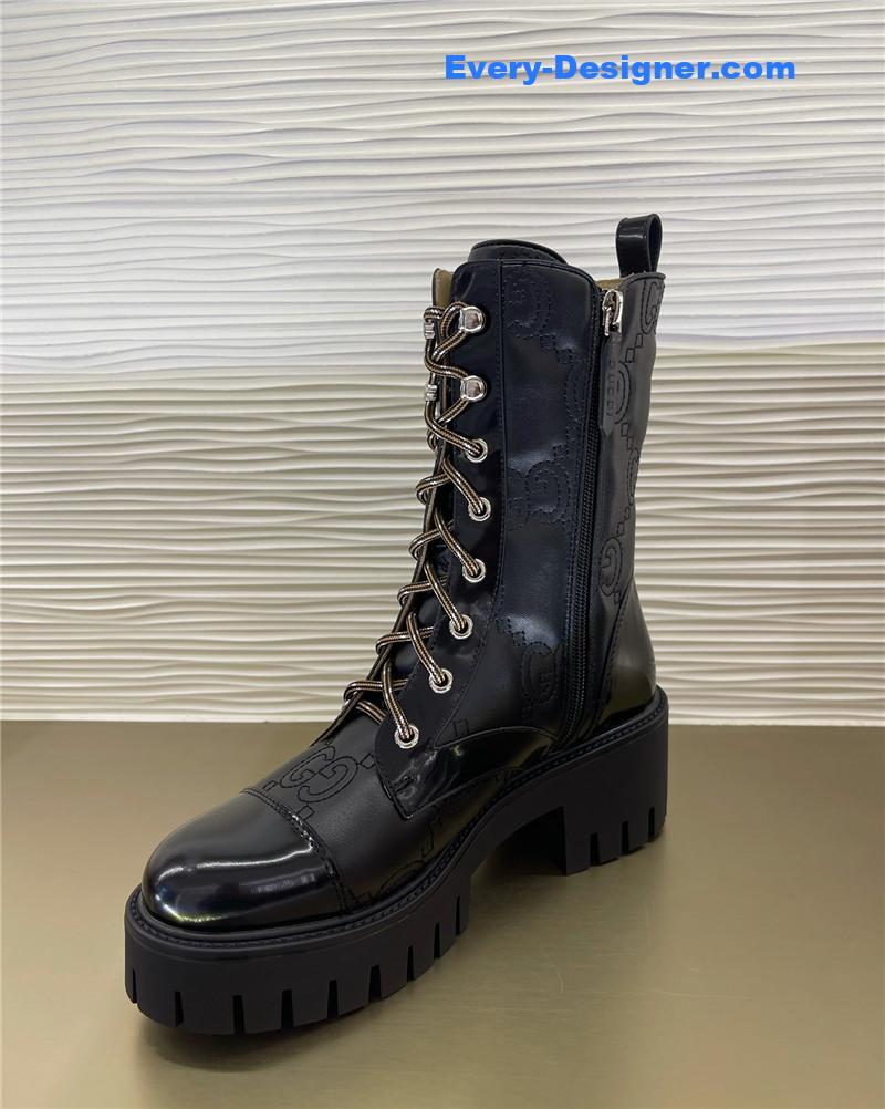 Gvc*1 double g embroidered logo retro motorcycle boots