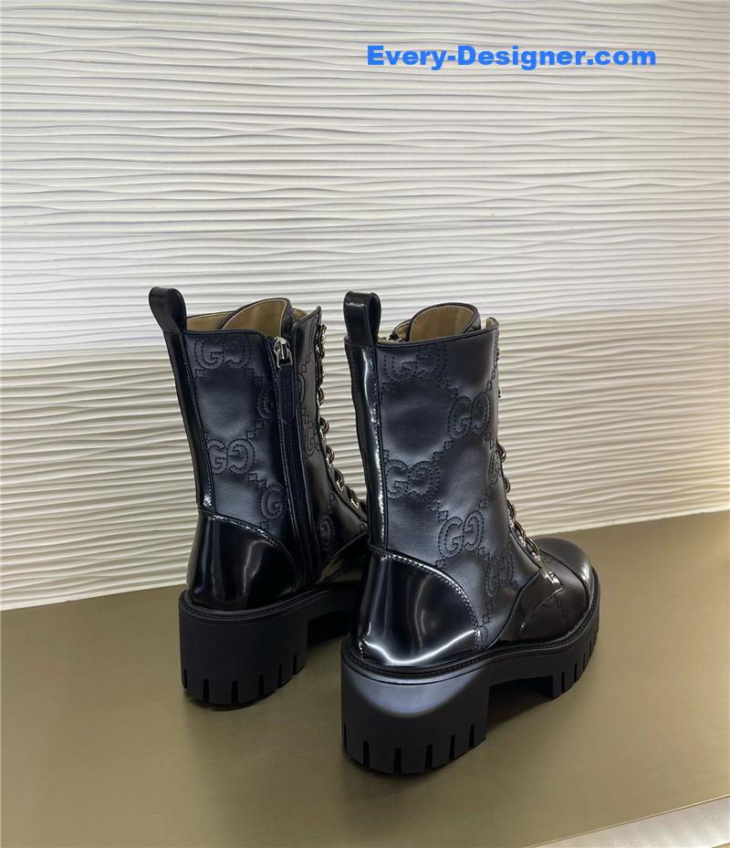Gvc*1 double g embroidered logo retro motorcycle boots
