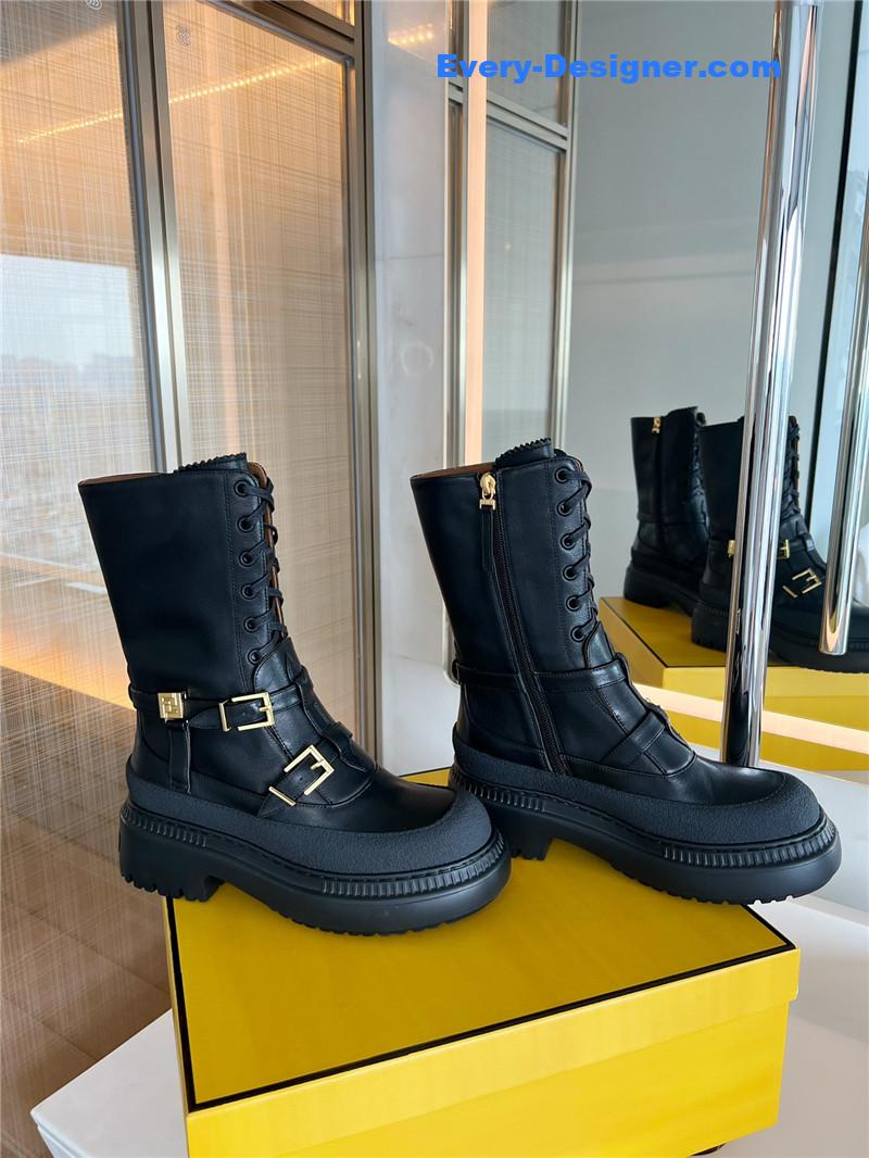 F**di delfina black leather biker boots