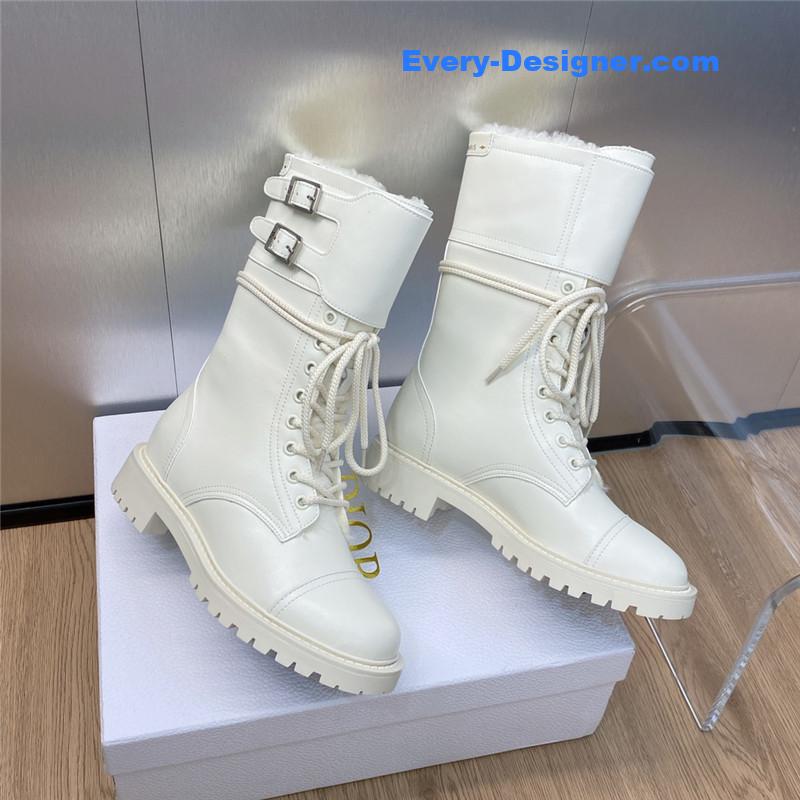 D10r belt buckle low heel round toe lace up knight boots