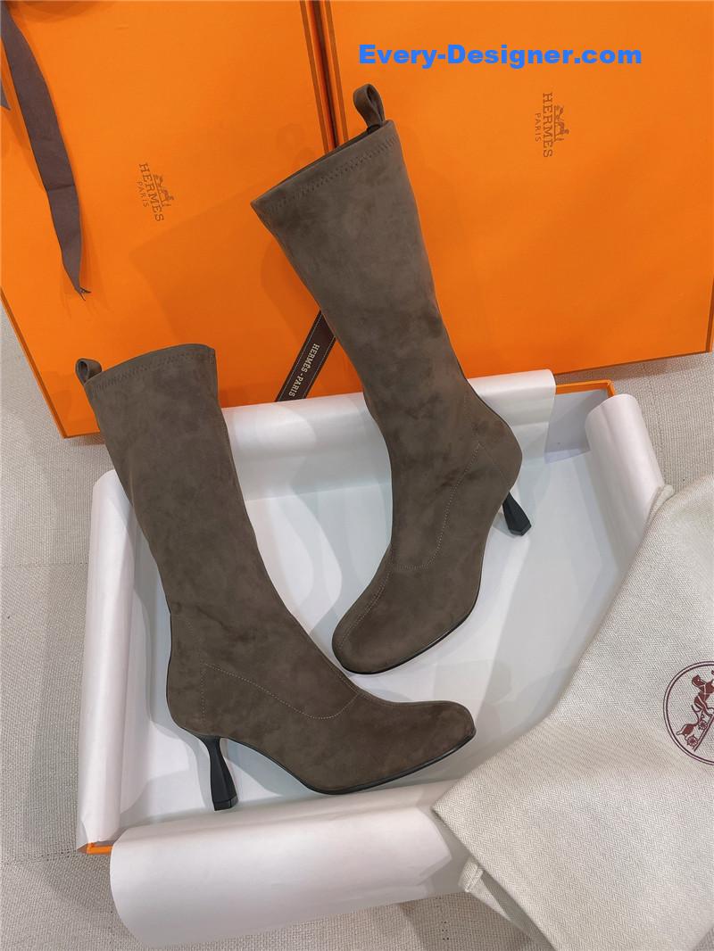 H**me5 stretch sheepskin high-heeled boots