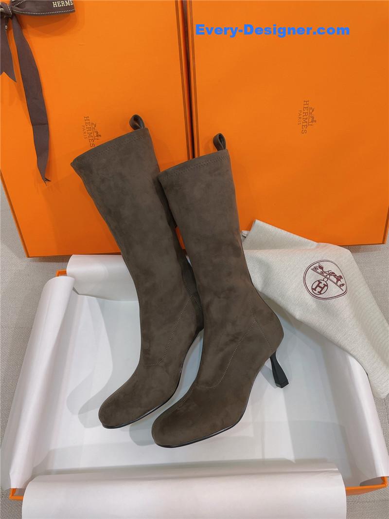 H**me5 stretch sheepskin high-heeled boots