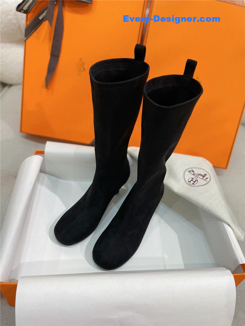 H**me5 stretch sheepskin high-heeled boots