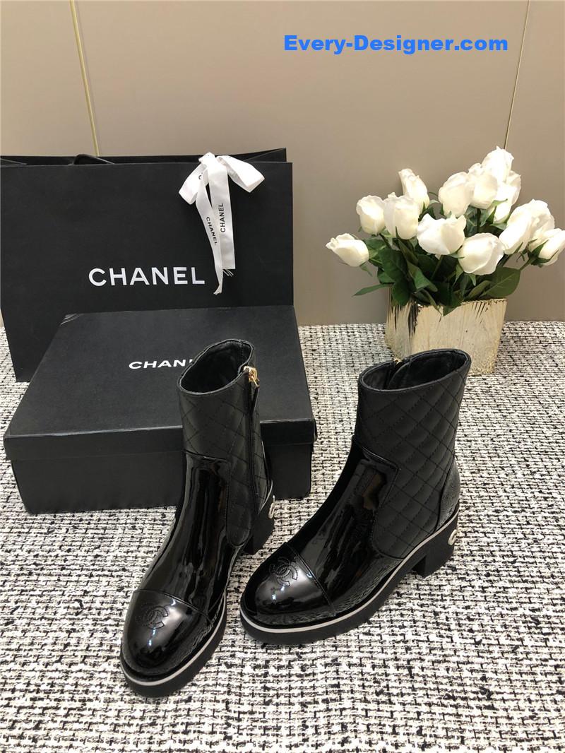 CC Xiaoxiang round toe thick heel short boots