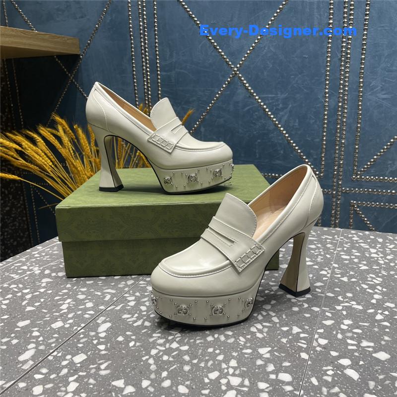 Gvc*1 gg stud platform loafers in white