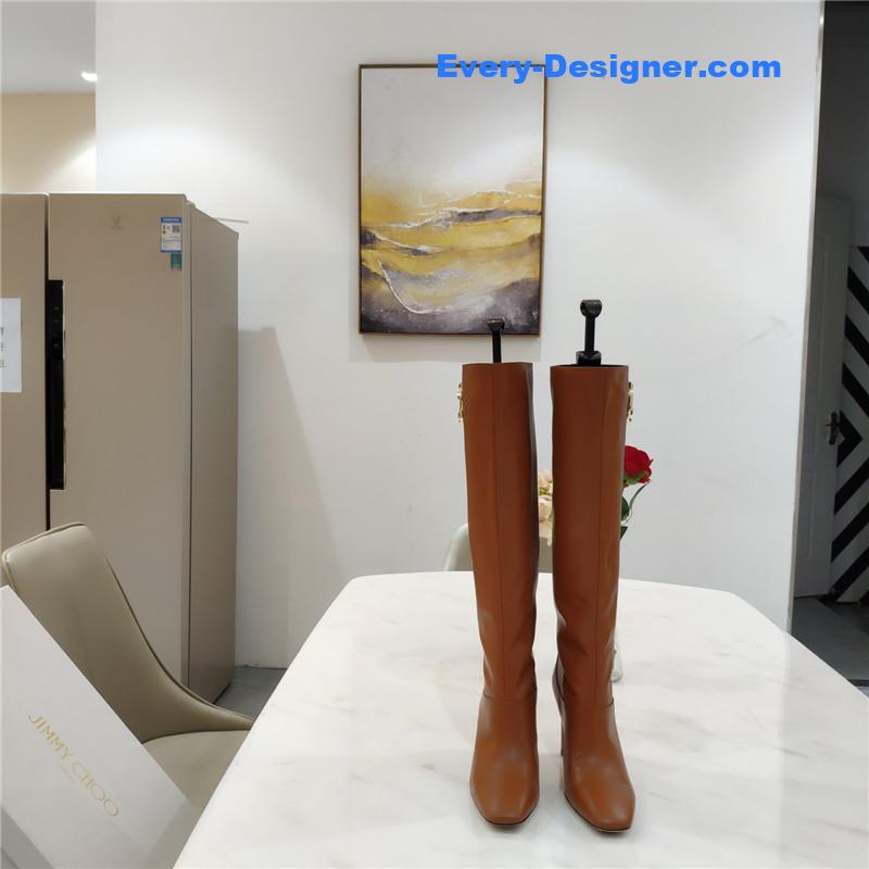 J1m*y Ch00 mahesa 100 brown leather knee-high boots
