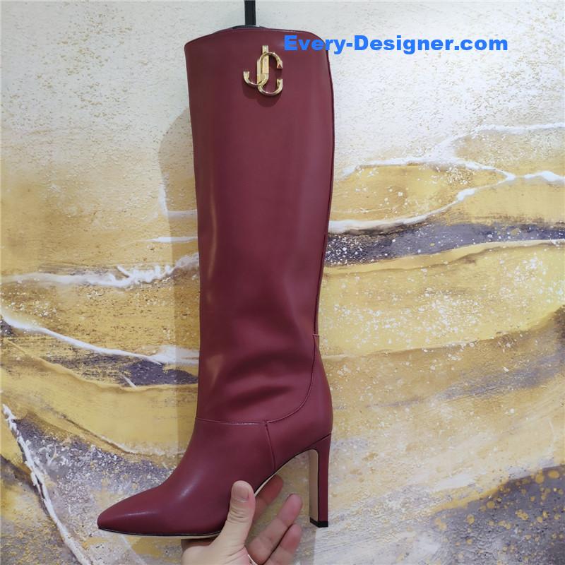 J1m*y Ch00 mahesa 100 leather knee-high boots burgundy
